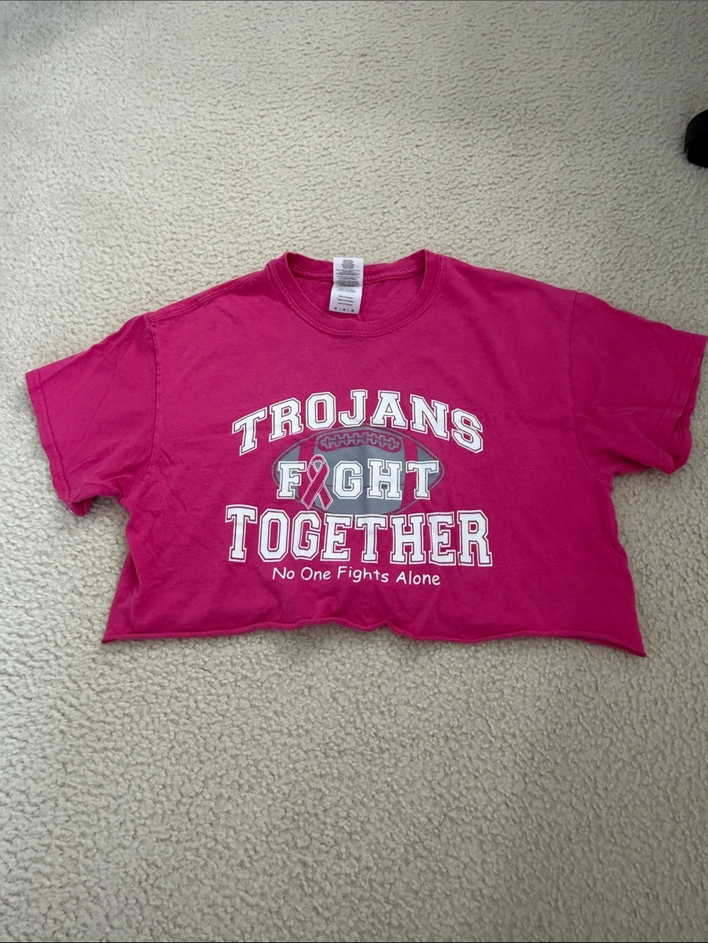 Trojans Fight Together Crop Tee - Pink